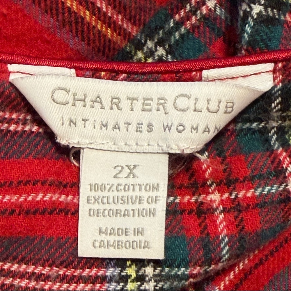 VINTAGE tartan plaid flannel cotton nightgown maxi long sleeve plus size - Picture 8 of 11